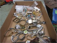 Watches & assorted jewelry lot.