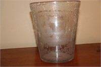 Etched Glass Ice Bucket With Horse and Carriage