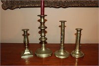 4 Brass Push Up Candle Holders -2 with Side