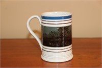 Mochaware Mug With Blue and Brown Bands  3 3/4"