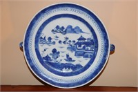 Blue Canton Porcelain Hot Water Warming Dish