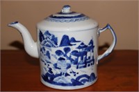 Blue Canton Porcelain Tea Pot