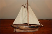 Small Wooden Sailing Boat 13 1/2" X 13"