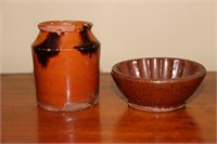 Small Redware Mold and a Small Jar