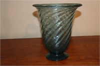 Hand Blown Swirl Glass Vase 9 3/4" tall (has