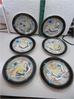 6 Vintage Dragonware Pie Plates 7&1/4"