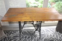 Wooden Table with Singer Sewing Machine Base
