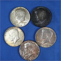 5-1964 Kennedy Half Dollars-90% Silver