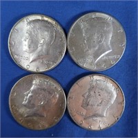 4-1964 Kennedy Half Dollars-90% Silver