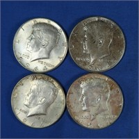 4-1964 Kennedy Half Dollars-90% Silver