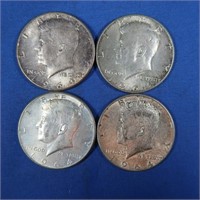 4-1964 Kennedy Half Dollars-90% Silver