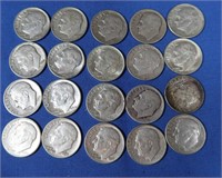 20 Roosevelt Dimes-90% Silver