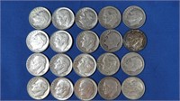 20 Roosevelt Dimes-90% Silver