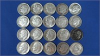 20 Roosevelt Dimes-90% Silver