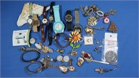Costume Jewelry-Pins, Watches & more