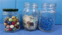 Vintage Shooter Marbles, Decorative Marbles in Jar