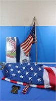 U.S. Fag Lot-multiple Flags incl 3'x5' Flag w/Pole