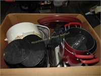 BOX OF POTS AND PANS