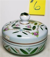 Bohemian Covered Dish White Cut to Green-