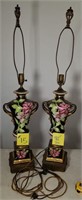 1940’s Matching Pair Hand Painted Lamps-