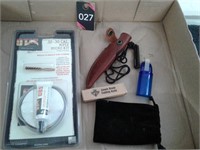 Rifle cleaning kit, duck call, single blade