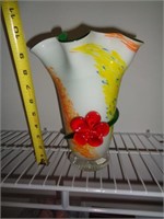 MURANO STYLE APPLIED GLASS VASE / FRCL