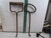 2 Vintage Hay Bale Hand Hooks 13&1/4" and 13&1/2"