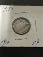 1910 BARBER DIME