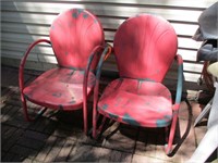 Lot of (2) Matching Vintage Metal Lawn Chairs