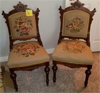 Antique Parlor Chairs with Needle Point Seats