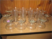 Lot of (16) Pieces of Clear Etched Glass