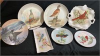 Hand painted bird plates