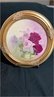 Framed hand painted plate