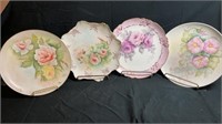 4) hand painted plates