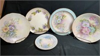 5) hand painted plates