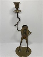 Vintage Brass Frog on Lilly pad candle holder