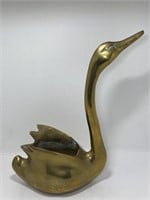 Vintage Large Brass Swan Planter 12" Tall Mid