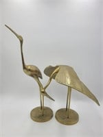 MCM Solid Brass Heron, Crane Sculptures, 18"