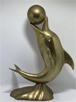 Large Brass Dolphin- BIG Version 12.5"