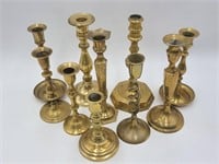 10 Solid Brass Mis-Matched Candlestick Holders