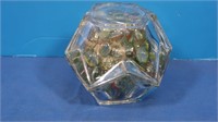 Vintage Glass Marbles in Sealed Glass Container