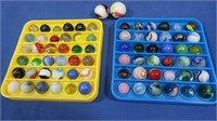 Lot of Vintage Glass Marbles & Holders