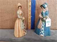 2 VICTORIAN LADY CAST IRON DOOR STOPS