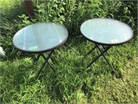 2 Round Folding Patio Side Tables