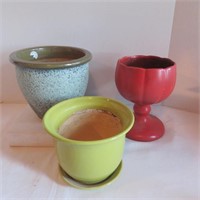 Flower Pots - Ceramic - No Markings - 3 Items
