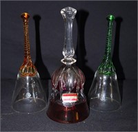 3Pcs Crystal & Art Glass Bells