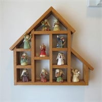 Wood Wall Display w/Angel Of the Month Figurines