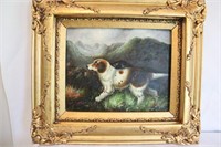 Signed C Franks Dog Portrait Oil on Board