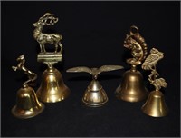 5pcs Vintage Brass Animal Bells