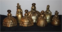 7pcs Vintage Brass Figural Lady Tea Bells